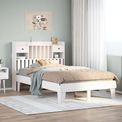 Cama sem colchão 135x190 cm madeira de pinho maciça branco