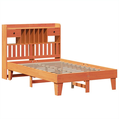 Cama sem colchão 135x190 cm madeira pinho maciça castanho-mel