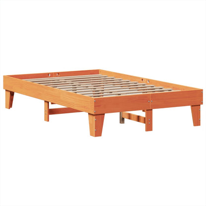 Cama sem colchão 135x190 cm madeira pinho maciça castanho-mel