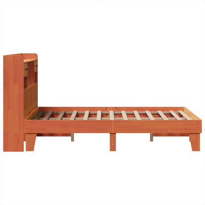 Cama sem colchão 135x190 cm madeira pinho maciça castanho-mel