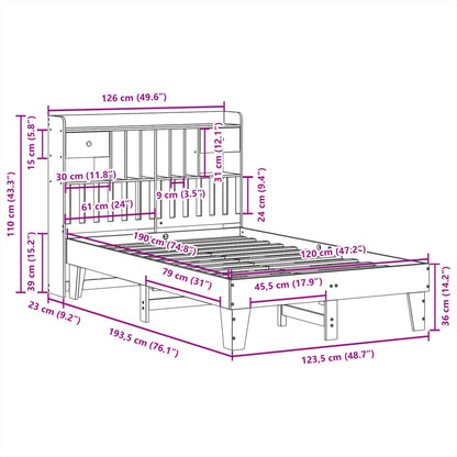 Cama sem colchão 120x190 cm madeira de pinho maciça branco