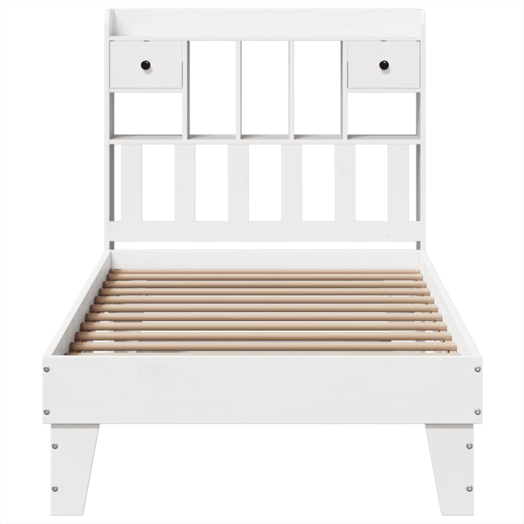 Cama sem colchão 90x190 cm madeira de pinho maciça branco