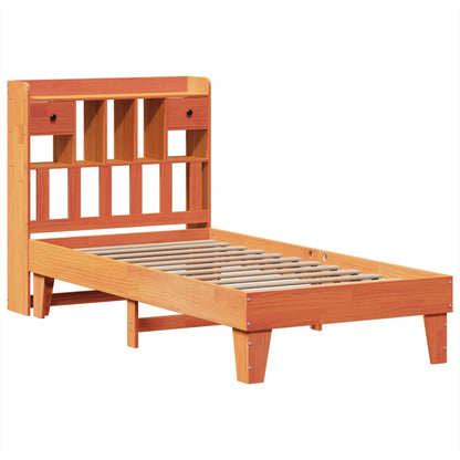 Cama sem colchão 75x190 cm madeira de pinho maciça castanho-mel