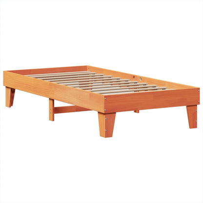 Cama sem colchão 75x190 cm madeira de pinho maciça castanho-mel