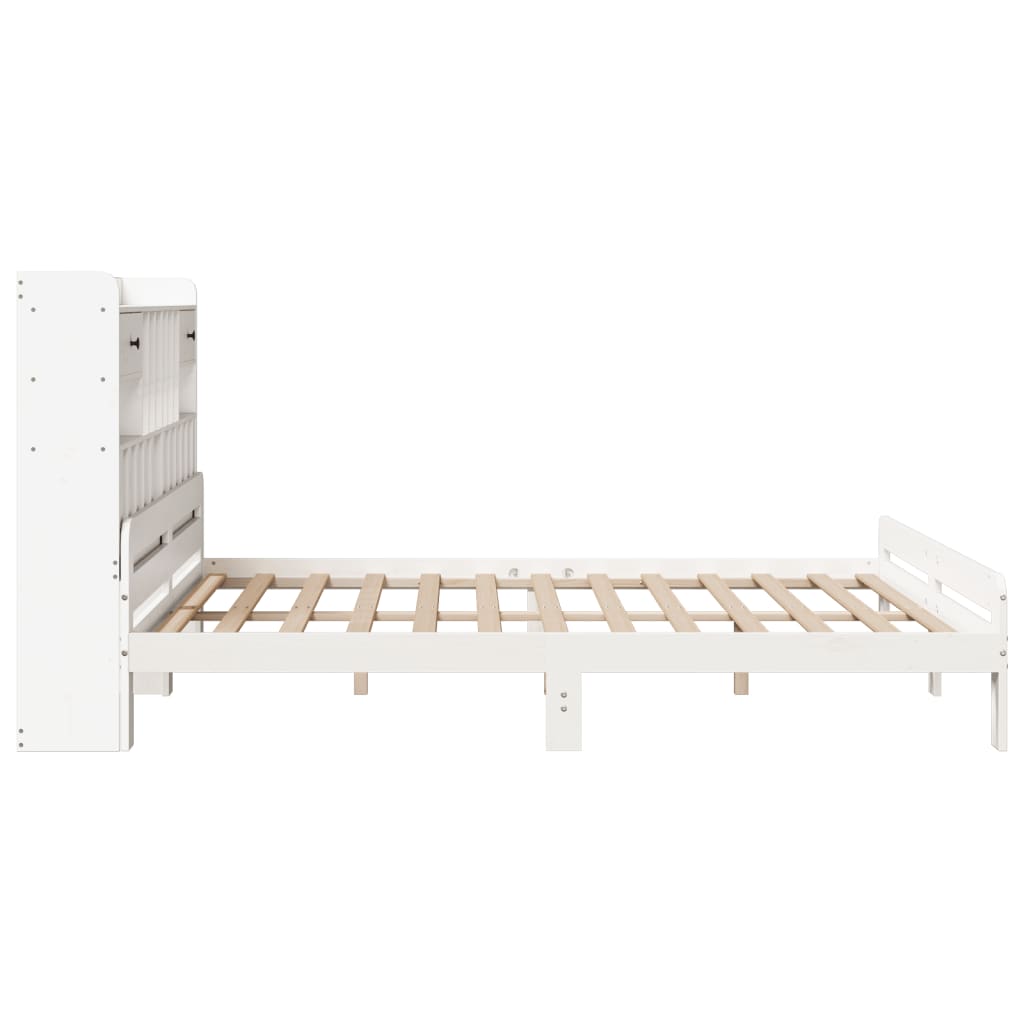 Cama com estante sem colchão 200x200 cm pinho maciço branco