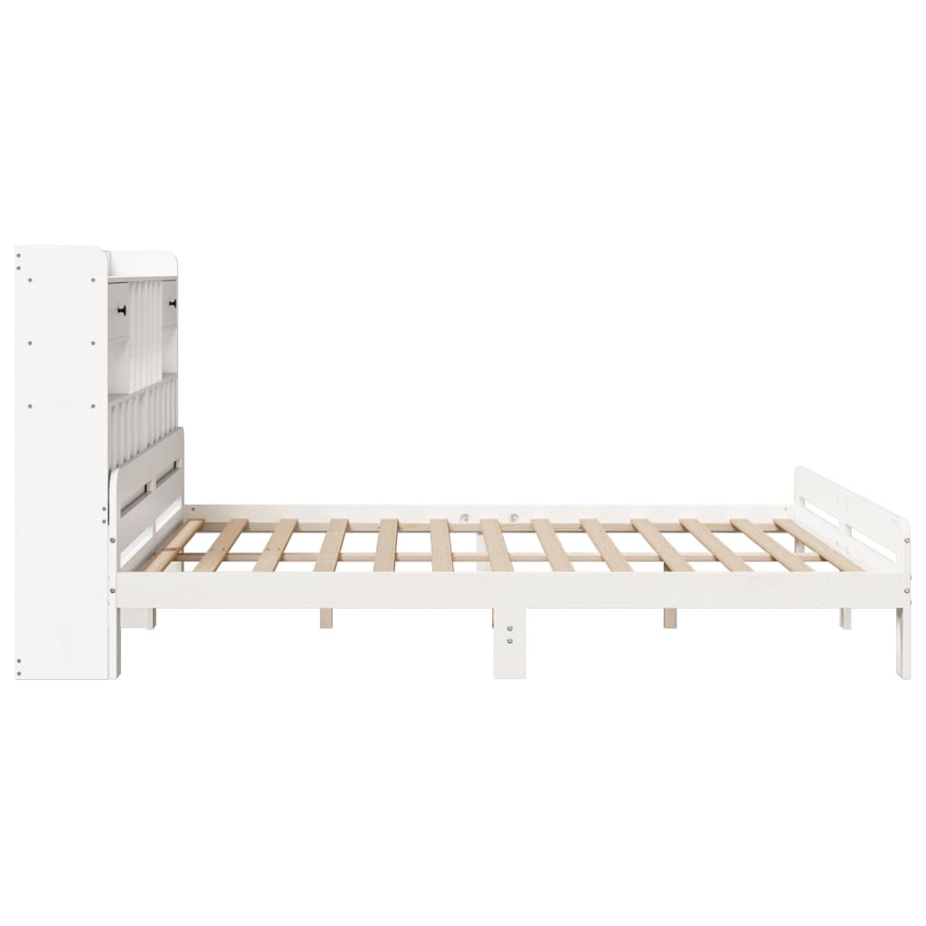 Cama com estante sem colchão 180x200 cm pinho maciço branco