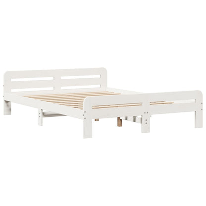 Cama com estante sem colchão 140x190 cm pinho maciço branco