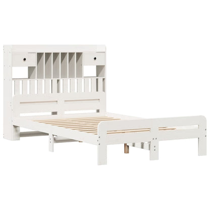 Cama com estante sem colchão 135x190 cm pinho maciço branco