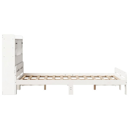 Cama com estante sem colchão 135x190 cm pinho maciço branco