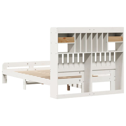 Cama com estante sem colchão 135x190 cm pinho maciço branco