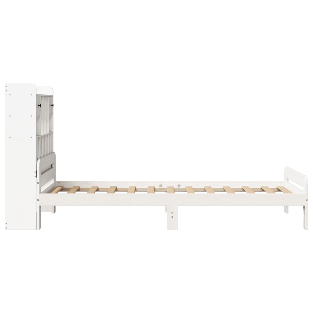 Cama com estante sem colchão 90x190 cm pinho maciço branco