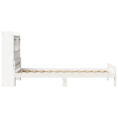 Cama com estante sem colchão 90x190 cm pinho maciço branco