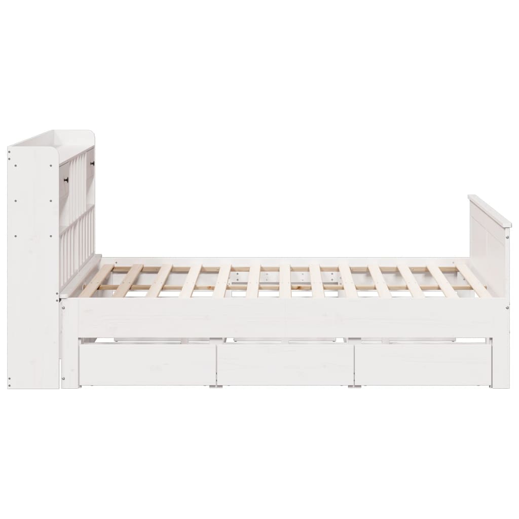 Cama com estante sem colchão 180x200 cm pinho maciço branco