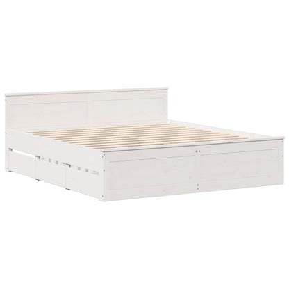 Cama com estante sem colchão 180x200 cm pinho maciço branco