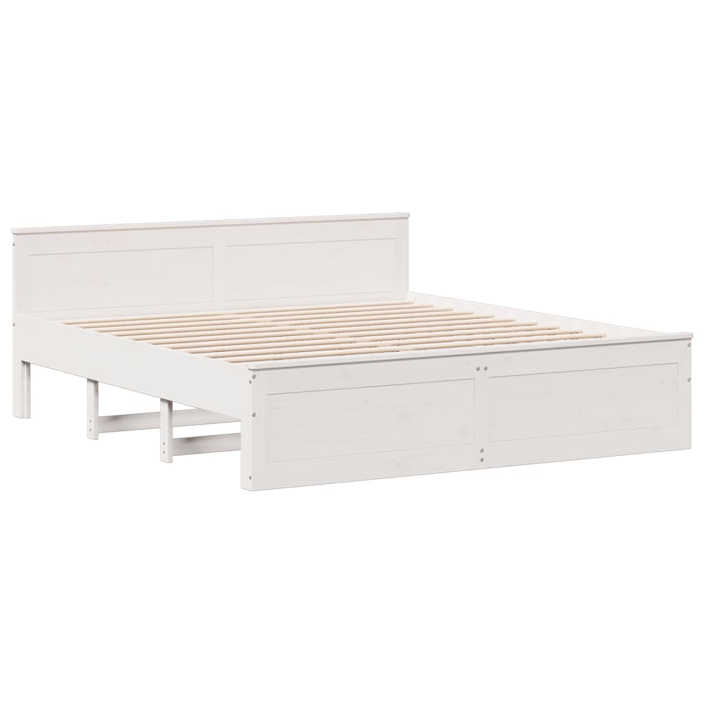 Cama com estante sem colchão 180x200 cm pinho maciço branco