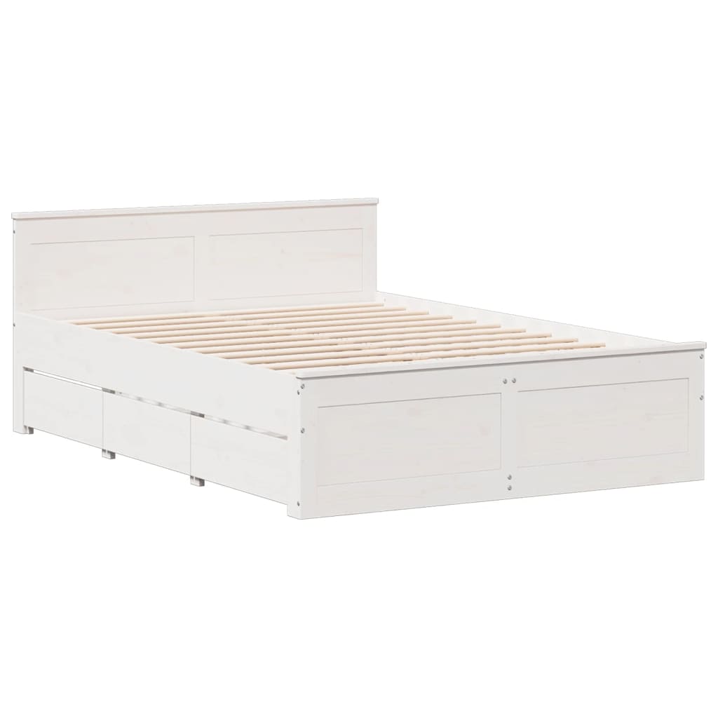 Cama com estante sem colchão 160x200 cm pinho maciço branco