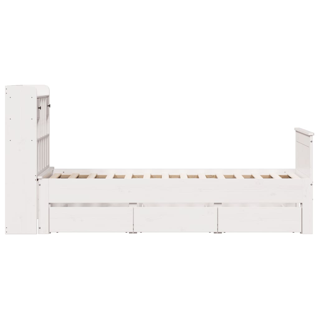 Cama com estante sem colchão 100x200 cm pinho maciço branco