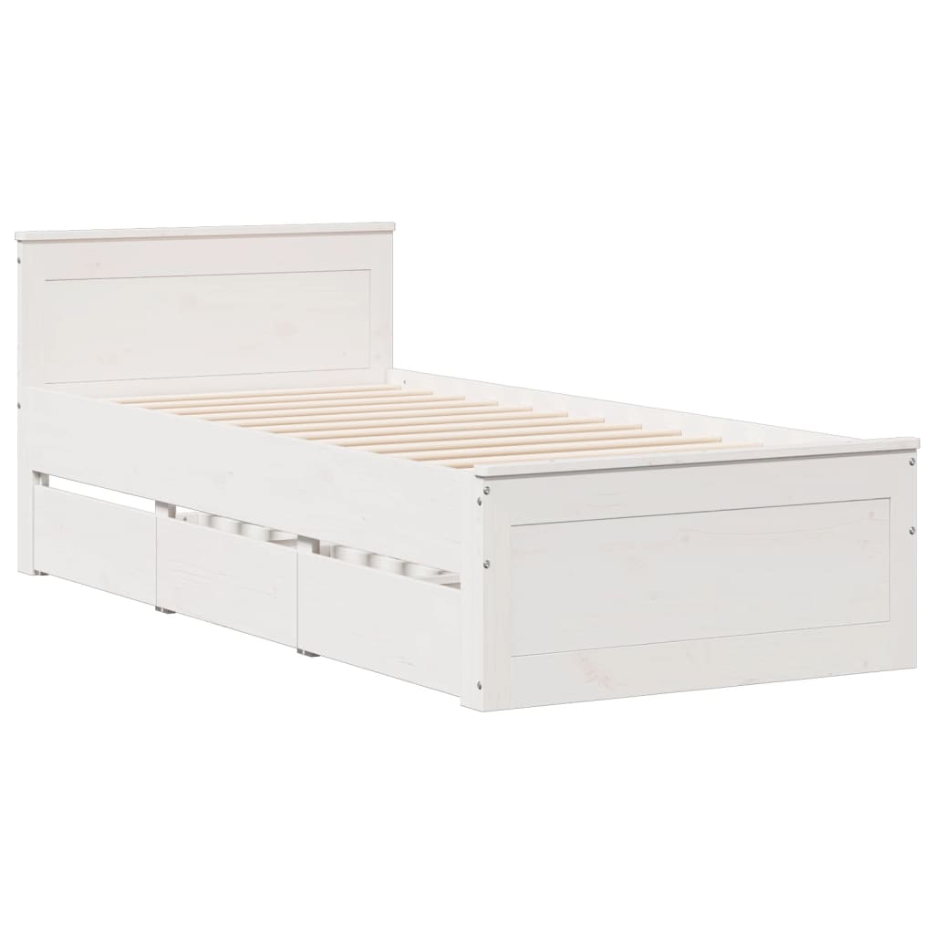 Cama com estante sem colchão 100x200 cm pinho maciço branco