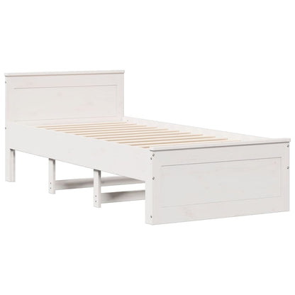 Cama com estante sem colchão 100x200 cm pinho maciço branco