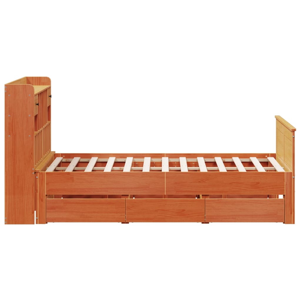 Cama com estante sem colchão 140x190 cm pinho maciço