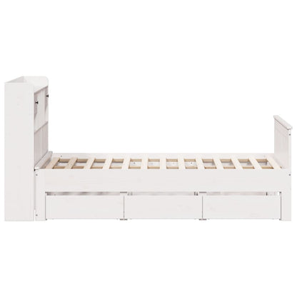 Cama com estante sem colchão 135x190 cm pinho maciço branco