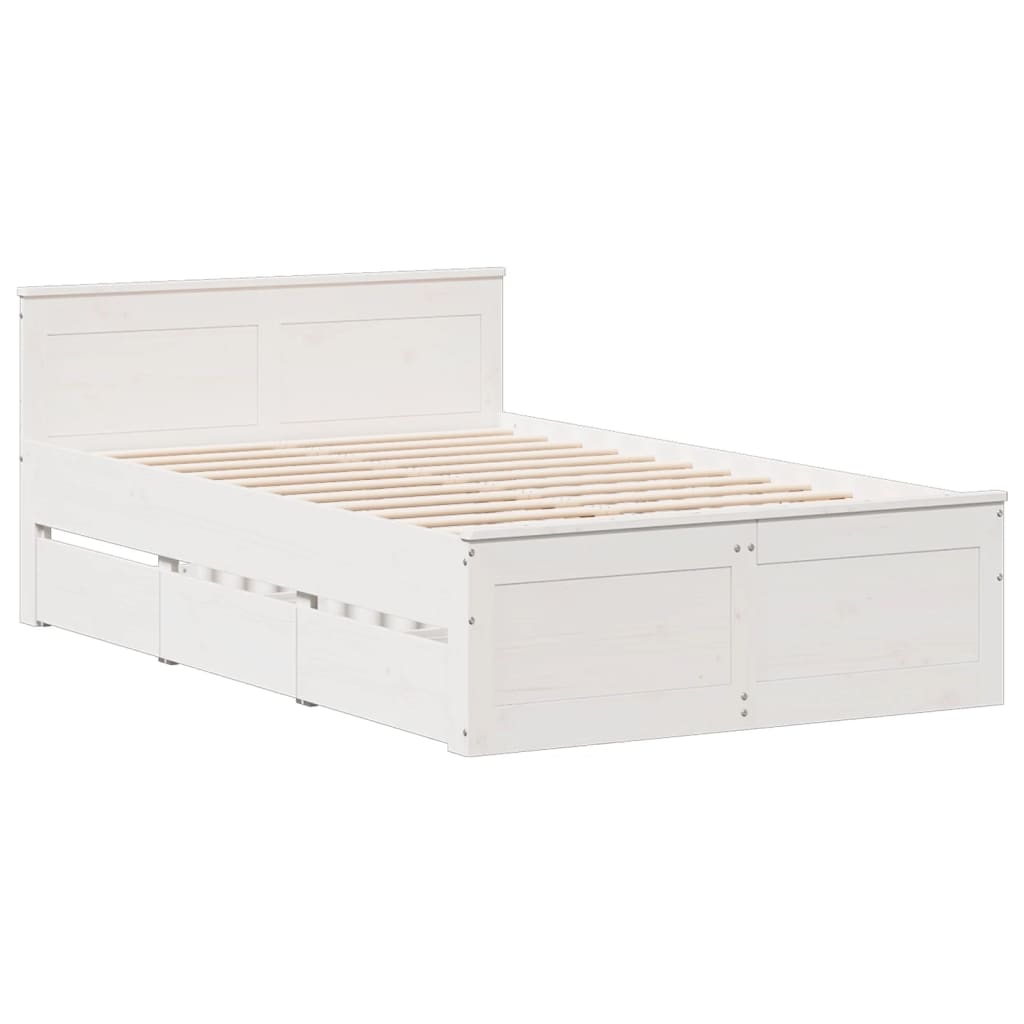 Cama com estante sem colchão 135x190 cm pinho maciço branco