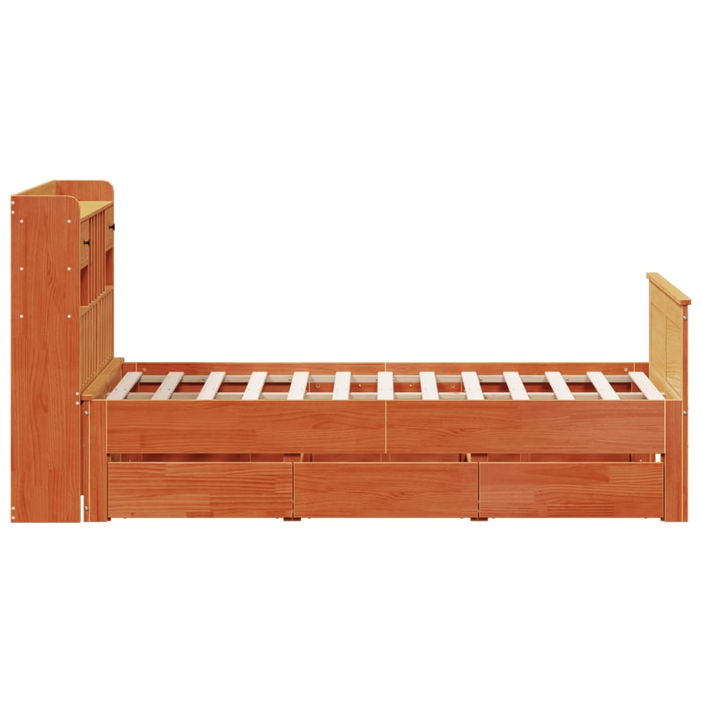 Cama com estante sem colchão 135x190 cm pinho maciço