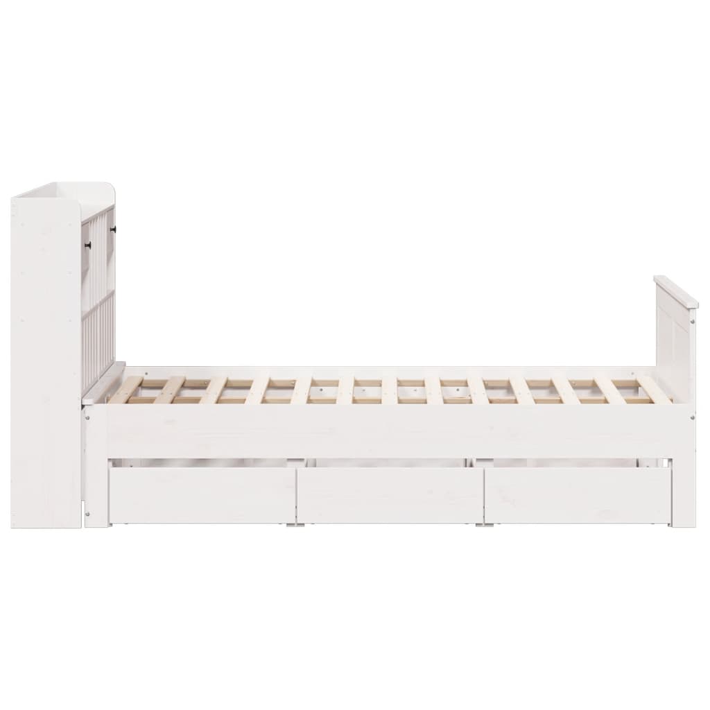 Cama com estante sem colchão 120x190 cm pinho maciço branco