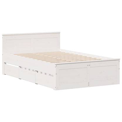 Cama com estante sem colchão 120x190 cm pinho maciço branco