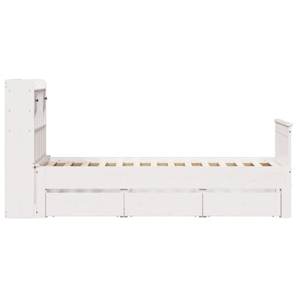 Cama com estante sem colchão 75x190 cm pinho maciço branco