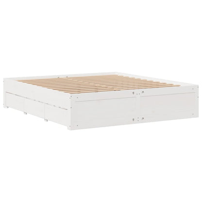 Cama com estante sem colchão 180x200 cm pinho maciço branco