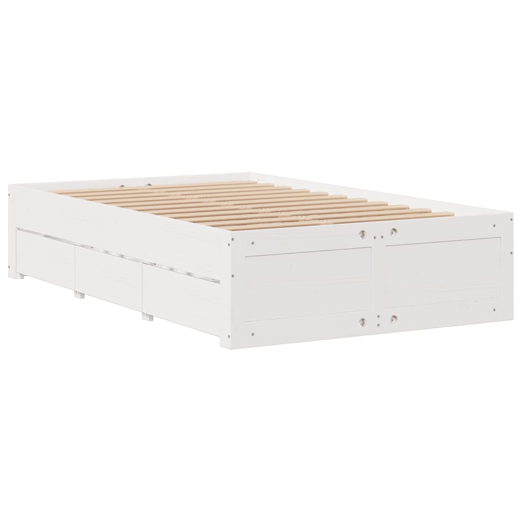 Cama com estante sem colchão 120x200 cm pinho maciço branco