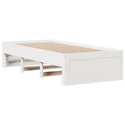 Cama com estante sem colchão 100x200 cm pinho maciço branco