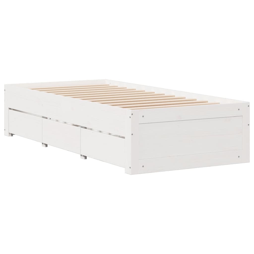 Cama com estante sem colchão 90x200 cm pinho maciço branco