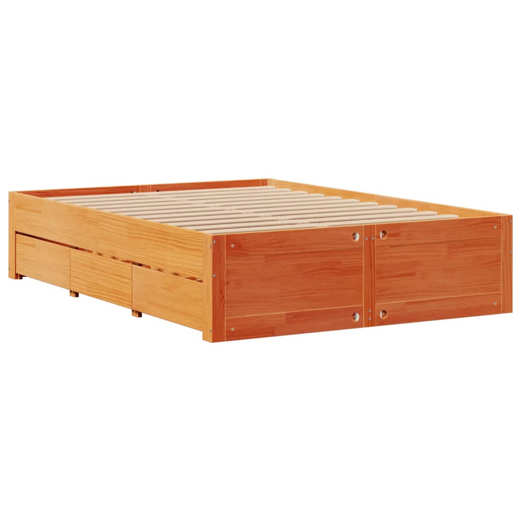 Cama com estante sem colchão 140x190 cm pinho maciço