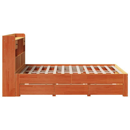 Cama com estante sem colchão 140x190 cm pinho maciço