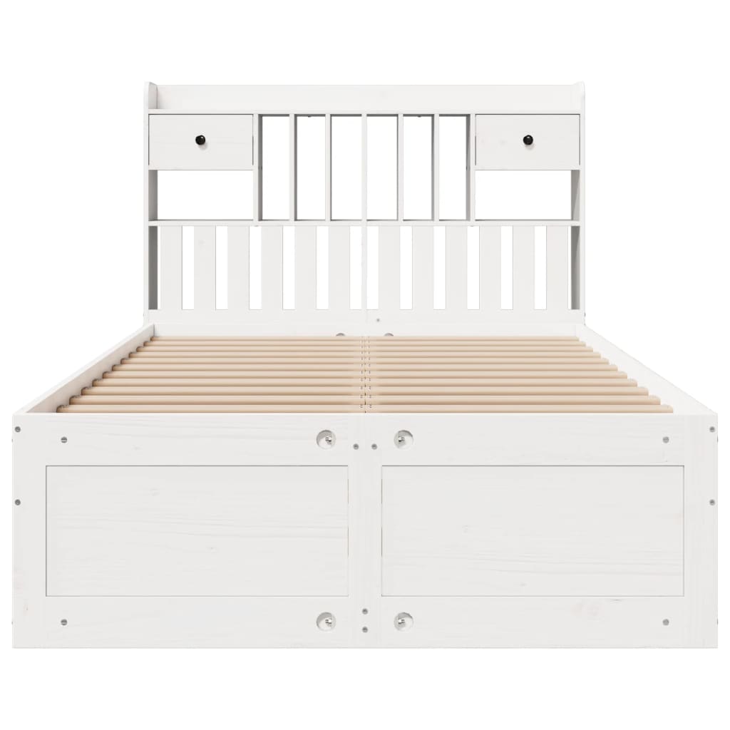 Cama com estante sem colchão 135x190 cm pinho maciço branco