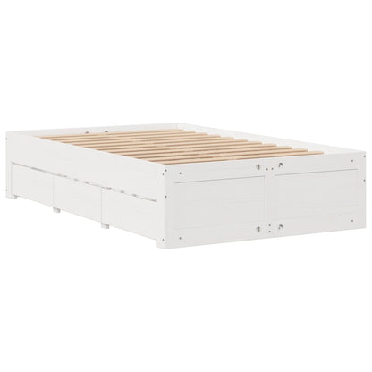 Cama com estante sem colchão 135x190 cm pinho maciço branco