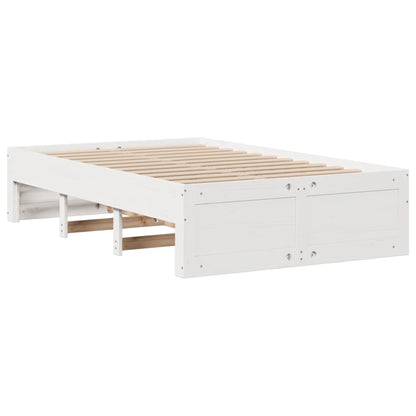 Cama com estante sem colchão 135x190 cm pinho maciço branco