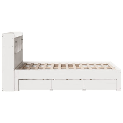 Cama com estante sem colchão 135x190 cm pinho maciço branco