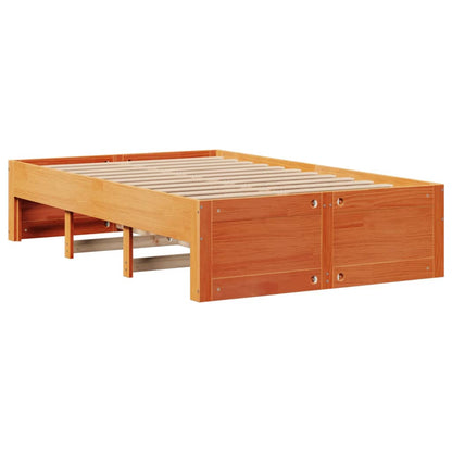 Cama c/ estante sem colchão 120x190cm pinho maciço castanho-mel