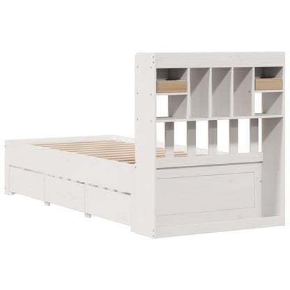 Cama com estante sem colchão 90x190 cm pinho maciço branco