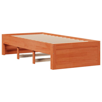 Cama com estante sem colchão 90x190cm pinho maciço castanho-mel