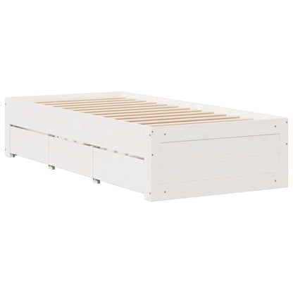 Cama com estante sem colchão 75x190 cm pinho maciço branco