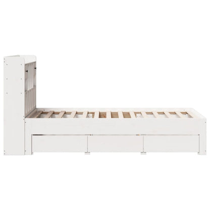 Cama com estante sem colchão 75x190 cm pinho maciço branco