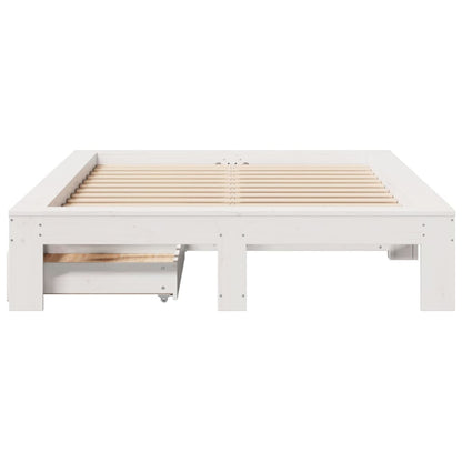 Cama sem colchão 120x190 cm madeira de pinho maciça branco