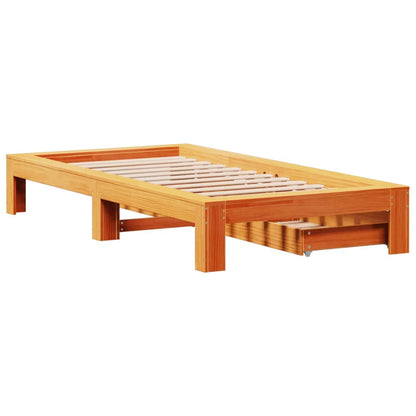 Cama sem colchão 90x190 cm madeira de pinho maciça castanho-mel