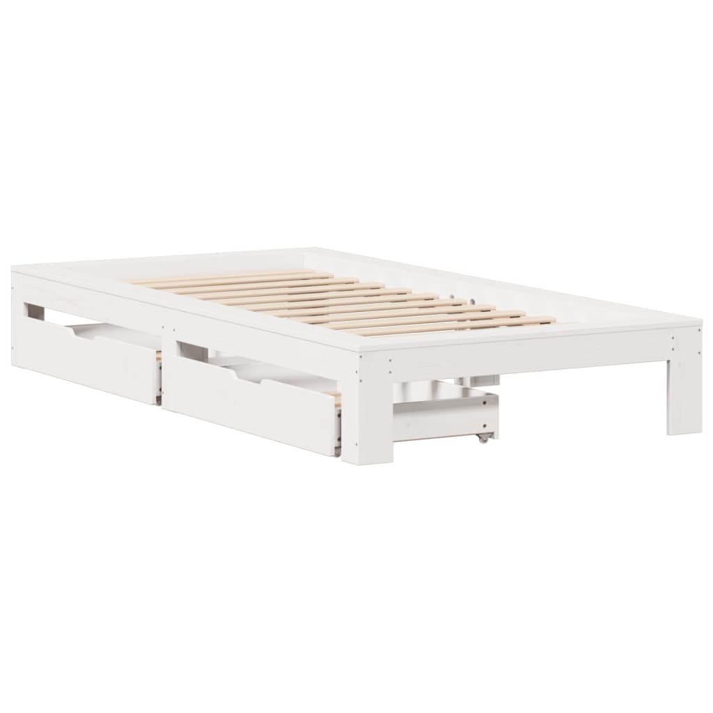 Cama sem colchão 75x190 cm madeira de pinho maciça branco