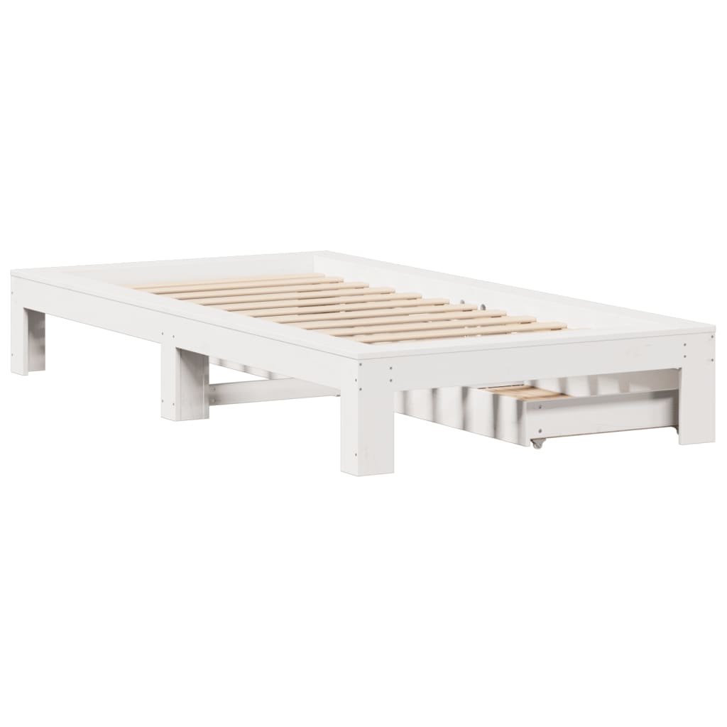 Cama sem colchão 75x190 cm madeira de pinho maciça branco