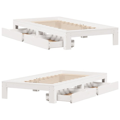 Cama sem colchão 75x190 cm madeira de pinho maciça branco